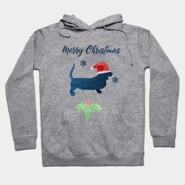 Christmas Dog Art - Basset Hound Hoodie by TheJollyMarten